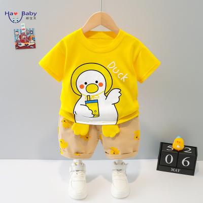 China Hao Baby Hot Style Casual 2022 Summer Cartoon Boy Two-piece Set Clothing Set for sale