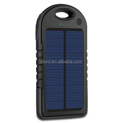 China Portable Solar Panel Charging 5000mAh Solar Power Bank Waterproof Shockproof Dustproof Dual USB Battery Bank for sale