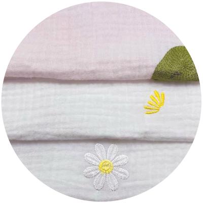 China Good Quality Embroidered 100% Cotton Double Layers Crepe Gauze Muslin Fusible Fabric for sale