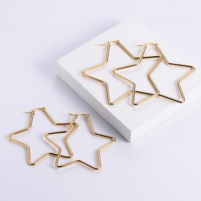 China 2021 Women Jewelry Accessories 18K Gold Stainless Steel Star Shape Shiny Oversized Trendy Stud Earrings for sale