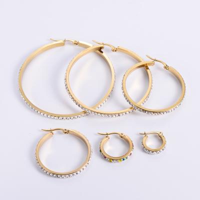 China 2021 Wholesale Cheap Gold Stainless Steel Diamond Gold Stainless Steel Fashion Factory Ear FASHION Earrings For Girls for sale