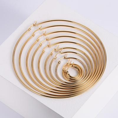 China 2021 TRENDY trendy delicacy cheap factory mixed stainless steel wholesale 18K gold plated big circle earring for sale