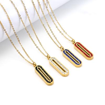 China FASHIONABLE Oval Colorful Circle Paved Letter Necklace Set Metal Diamond Shape Jewelry 18k Gold Stainless Steel Women Accessories for sale