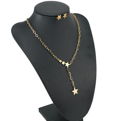 China Vintage Jewelry Set Accessories Stainless Steel 18k Gold Plated Moon AND Star Earring Necklace Set Wholesale for sale