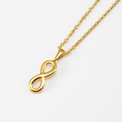 China Classic Simple Fine Polishing Stainless Steel Gold Plating Real Lucky Necklace With Number 8 Pendant For Couple's Gift for sale