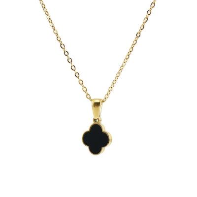 China NEW 2021 TRENDY Lucky Four Clover Leaf Shell Classic Pendant Necklace Set Titanium Steel 18k Gold Chain Jewelry For Girl for sale