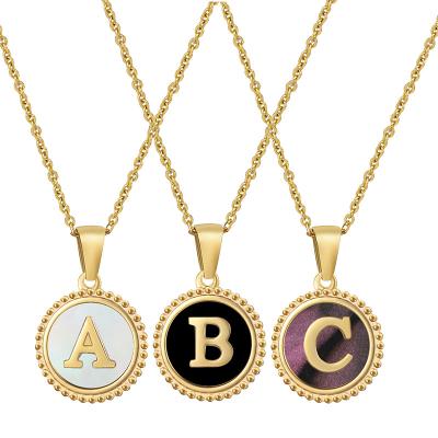 China BOHEMIA Bohemia Hot Sun Shape 18k Gold Stainless Steel Round Initial Shell Letter Necklace For Women for sale