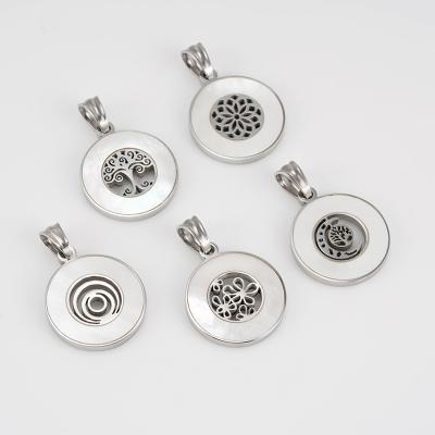 China FASHIONABLE Custom Wholesale Silver Titanium Steel Shell Jewelry Pendant With Exquisite Natural Tree Life\Flower Pattern\Moon Colors for sale