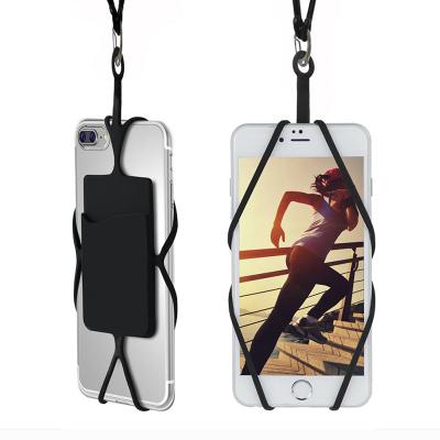 China Mobile Cell Phone Lanyard With Card Holder Universal Silicone Cell Phone Lanyard For Smartphone Custom Wholesale for sale