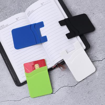 China Custom 3M Sticker Mobile Phone Silicone Fashion Double Layer Smart Wallet Card Holder for sale