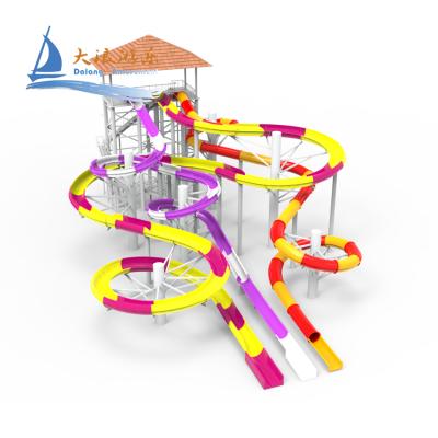 China UV Protection/High Temprature Prevention Fiberglass Aqua Slide Castle Happy Water Park Playground Racing Slides With ISO 9001 Certificate for sale