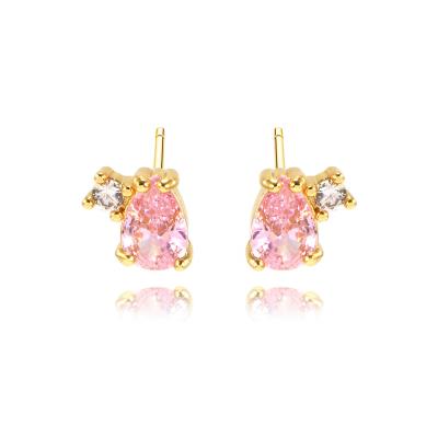 China TRENDY Wholesales Fashion Jewelry Small Earrings Stud Zircon Statement 18k Gold Plated Cheap Earrings Women for sale