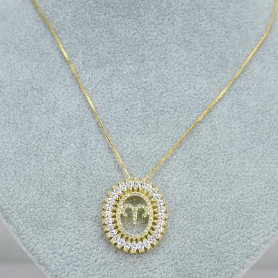 China CLASSIC Newcomers Fashion Jewelry Girly Christmas Gift 18k Gold Plated Aries Zircon AAA Pendant Chain Necklace For Women Men for sale