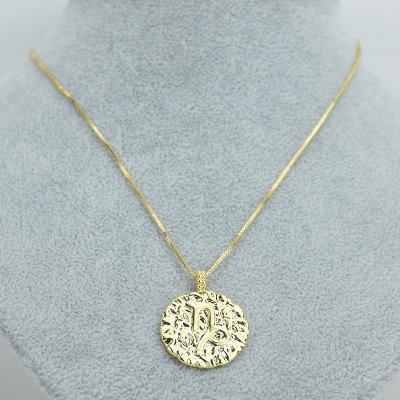 China CLASSIC homeshing fashion12 zodiac signs hot sale women iced out jewelry horoscope round shape zircon brass pendant necklace for sale