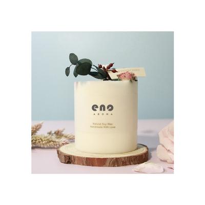 China Customized Aroma Fashion Private Label Scented Flower Pressed Wedding Birthday Gift Pillar Soy Wax Aromatherapy Scented Candle for sale