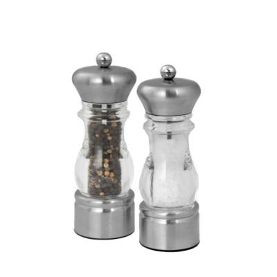 China High Quality Top and Bottom Body Peppermill Salt Kitchenware Fion Stainless Steel Acrylic Grinder Shaker Set for sale