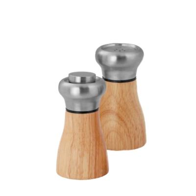 China New Top 16cm Large Body 11cm Tivoli Pepper Grinder & Salt Shaker Set Kitchenware Stainless Steel Beech Wood for sale