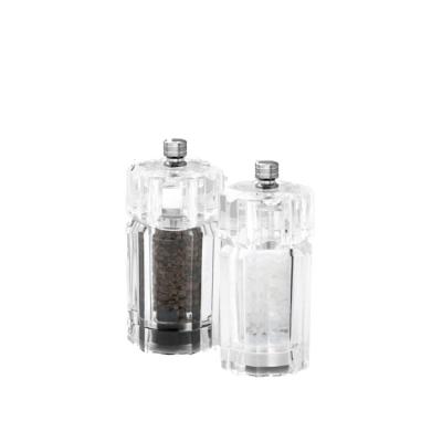 China Peppermill Clear Acrylic Refillable Kitchenware and Salt Shaker Set for sale