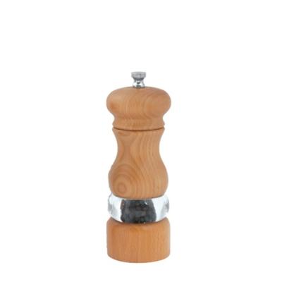 China Best Selling Kitchen Dishware 18.5cm Dark Natural Rubber Wood 23cm Tall Gum Wood Window Brown Wooden Salt Pepper Mill Acrylic Clear Grinder for sale