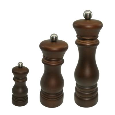 China Classic 11cm 16cm 20cm Brown Fion Wood Kitchenware Classic 11cm 16cm 20cm Dark Antique Black Birchwood Peppermill Grinder for sale