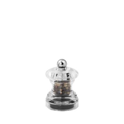 China Large Kitchenware Mini Pocket Compact Size 6cm Clear Transparent Acrylic Round Shape Peppermill Salt Mill Grinder for sale