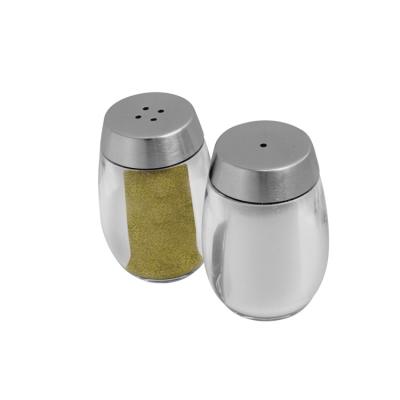 China Kitchen Dish Top Selling 8cm Stainless Steel Body Large Top Acrylic Salt Pepper Shaker Set for sale