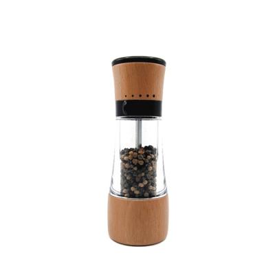 China Hot Selling 18cm Kitchenware Light / Dark Beech Grind Select Pepper Salt Grinder Mill for sale