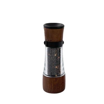 China Kitchenware Best Selling 18cm Dark Brown Color Beech Grind Select Pepper Salt Grinder Mill for sale