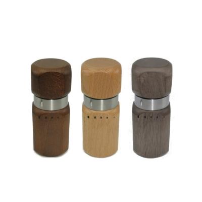 China Traditional Kitchenware Grind Single 13cm Gray Natural Dark Brown Full Body Rubberwood Peppermill Rustic Salt Mill Grinder 18cm for sale