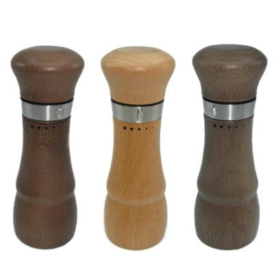 China Kitchenware Elegant Grind Select Chess Shapes 18.5cm Gray Natural Dark Brown Full Body Rubberwood Peppermill Rustic Salt Large Mil for sale