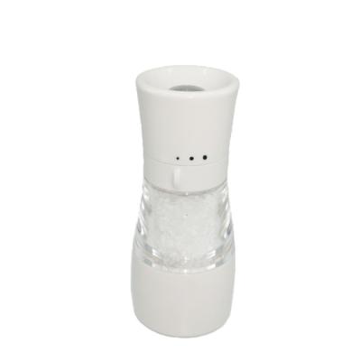 China New Kitchenware Durable White Plastic Mechanism 14.5cm Tall Salt Mill Grinder Chosen Bottle for sale