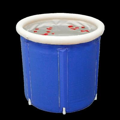 China Modern Round Portable Blue Ice Bathtub Stable Bathtub Thickened Soaking Hot Ice Bathtub with Air Pump Easy to Install for sale