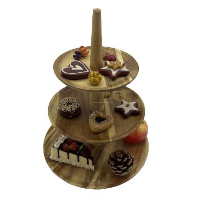 China Wholesale Modern Viable Acacia 3 Tier Porcelain Christmas Birthday Party Decoration Round Wedding Cup Cake Display Stand For Dessert for sale