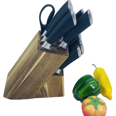 China Sustainable Top Grade Coating Hollow Handle Kitchen Knife Set With Wooden Block for sale