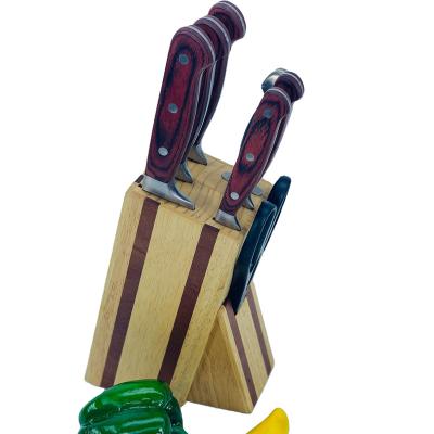 China 8 PCs Viable High Quality Color Handle Stainless Steel Wooden Forged Kitchen Knife Set With Wooden Block for sale