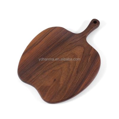 China Wholesale Eco Friendly Disposable Handcrafted Black Walnut Wooden Serving Cutting Board With Handle for sale