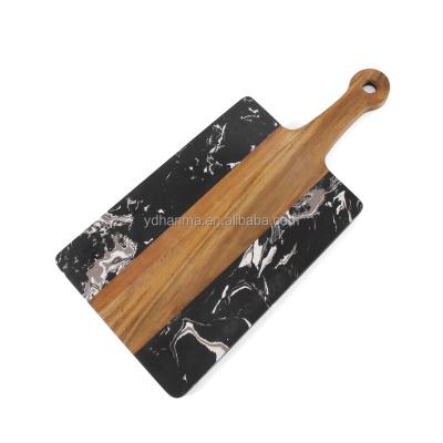 China Practical Disposable High Grade Acacia Wood and Marble Cutting Board with Wall Hanging Hole Design for sale