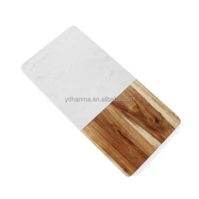 China Practical disposable high grade acacia wood and white marble cutting board for cutting cheese cutting for sale