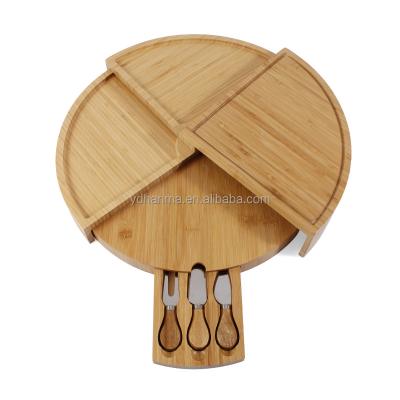 China Viable Wholesales High Quality Bamboo Charcuterie Folding Cheese Board Cheese Board With Knife Set for sale