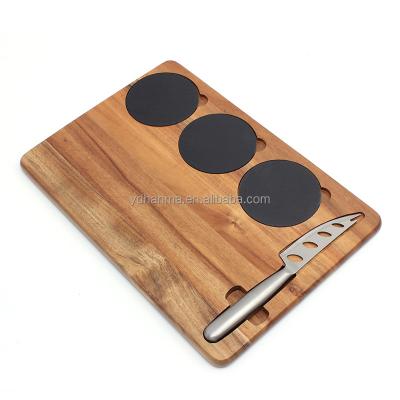 China Sustainable Wholesales High Grade Acacia Wood Cheese Serving Board With Slate And Knife Acacia Wood Cutting Board Kitchen for sale