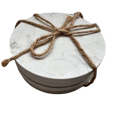 China Sustainable White Round Marble Coasters For Drinks Marble Decors White Marble Stone Coaster For Home Decor for sale