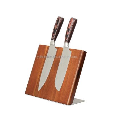 China High Quality Strong Magnet Single Sided Wooden Magnetic Knife Holder Knife Block Workable Without Knives for sale