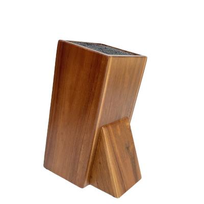 China Sustainable Acacia Wood Knife Holder Universal Wooden Knife Block Holder With Removable Bristle for sale