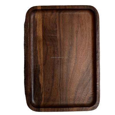 China Household Wooden Serving Trays Sustainable Natural Nuts Serving Tray Snacks Fruit Wooden Square Dish for sale