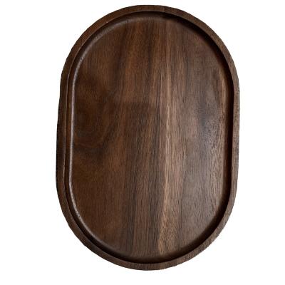 China Sustainable Wooden Dish Squares Black Walnut Wooden Serving Trays Fruit Snack Dishes Plates Tableware Table Decorate for sale