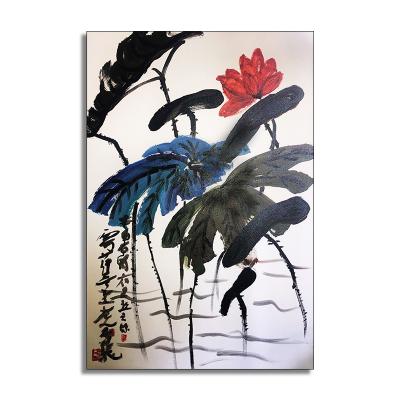 China Abstract Handmade Wall Painting Designs Home Decor Water Lily Chinese Style Flower Oil Painting for sale