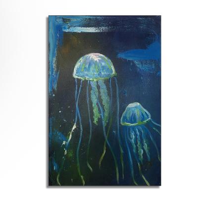 China Abstract Wall Art Abstract Painting Designs Canvas For Room Marine Jellyfish Handmade Oil Painting for sale