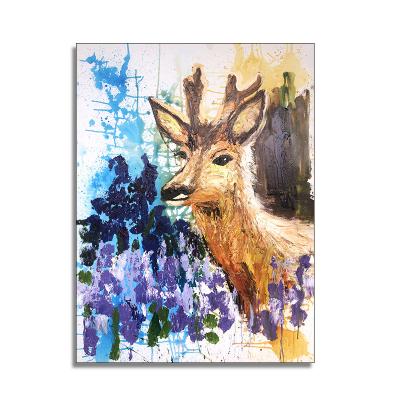 China Canvas Home Decor Abstract Handmade Deer Animal Oil Painting for sale