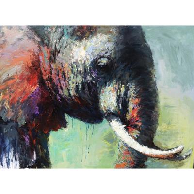 China modern & Impressionist 90*120cm China Manufacturer Original Artist Oil Painting Canvas Animal Elephant Wall Art for sale