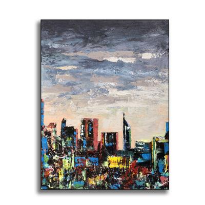 China Wholesale Abstract Wall Decoration Canvas For Living Room Abstract City Canvas Oil Painting Handmade for sale